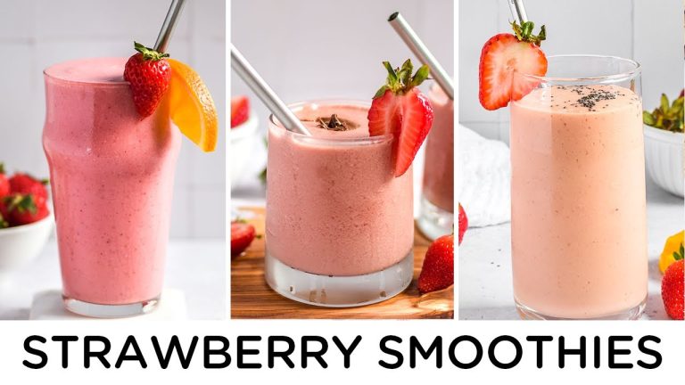 3 *YUMMY* Strawberry Smoothie Recipes 🍓 EASY & HEALTHY