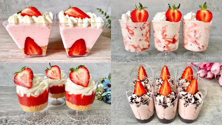 4 Easy NO BAKE Strawberry Dessert cup recipes. Easy and Yummy!