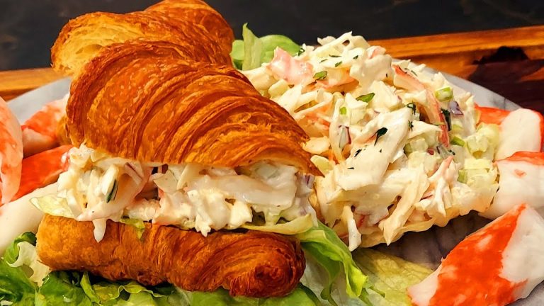 DELICIOUS DELI STYLE IMITATION CRAB SALAD on a BUTTERY CROISSANT | SEAFOOD Recipes