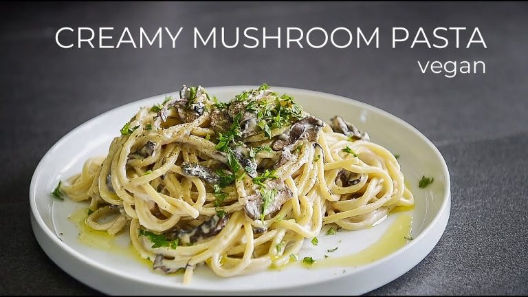 VEGAN CREAMY MUSHROOM PASTA RECIPE | DAIRY FREE ALFREDO CREAM SAUCE | FAST VEGAN DINNER IDEA