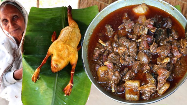 Papaya Duck curry winter special recipe by Grandmother | Cooking village famous papaya duck gravy