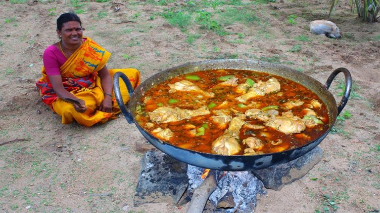 Kadai Chicken Recipe | Dhaba Style Kadai Chicken | Street food | Village Cooking | Side Dish Recipes