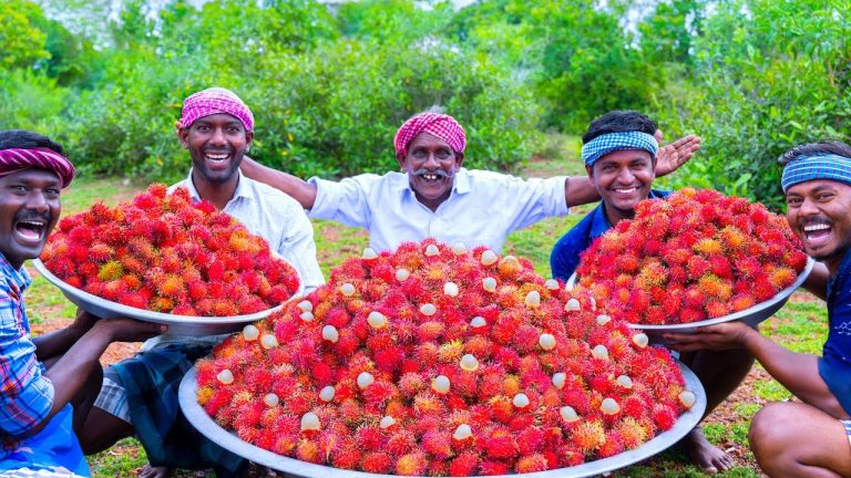 RAMBUTAN FRUIT | 100 KG Rambutan Fruits for Cooking Fruit Pickle Recipe | Curd Rice & Pickle Recipe