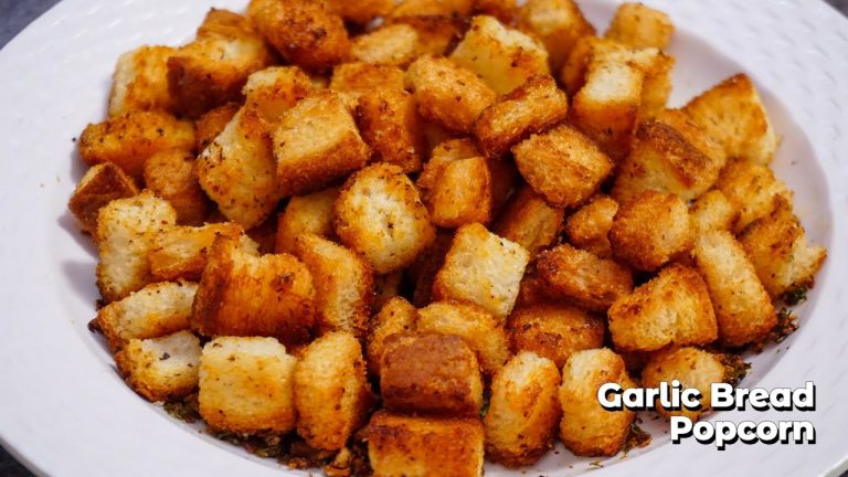 Bread Popcorn – quick bread snacks recipe – bread recipes – garlic bread popcorn