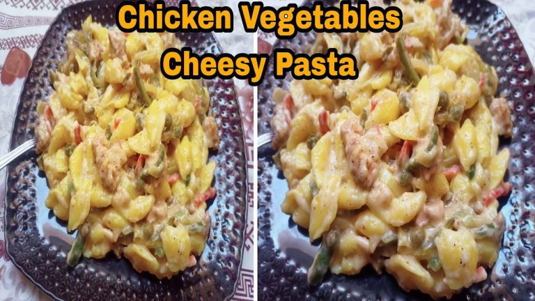 Chicken Vegetables Cheesy Pasta Recipe without baking by cooking with maria