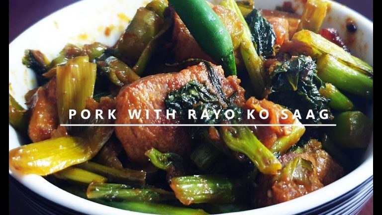 RAYO KO SAAG RA PORK | How to cook Pork Saag – In Nepali
