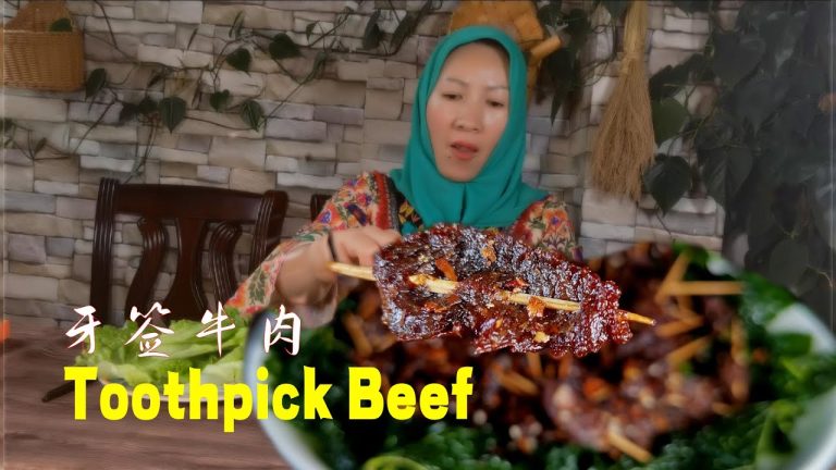 Toothpick Beef|BEST Chinese halal food recipes【Beef recipes halal】牛肉用牙签穿好炸酥脆，加上薄荷，刷电视剧的美味零食
