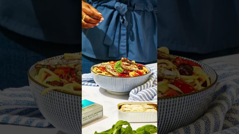 Anchovy Pasta #anchovies #anchovy #dinnerrecipe #dinnerideas #wildplanet #seafood #tinfish #recipe