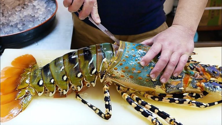 Japanese Street Food – $600 GIANT RAINBOW LOBSTER Sashimi Japan Seafood
