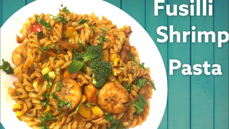 Spicy Shrimp Fusilli Pasta Recipe Dinner Recipes quick party dinner Recipe Sabeenas kitchenworld
