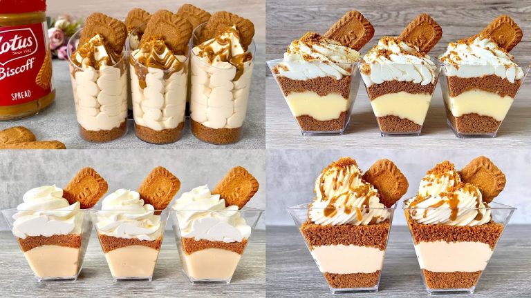 4 Easy NO BAKE Lotus Biscoff dessert cup recipes. Easy and Yummy! Perfect Christmas dessert ideas!