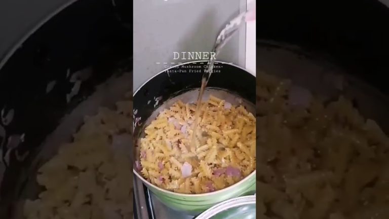 Creamy Mushroom Chicken, pasta, pan fried veggies #shorts #dinner #chicken #chickenrecipe