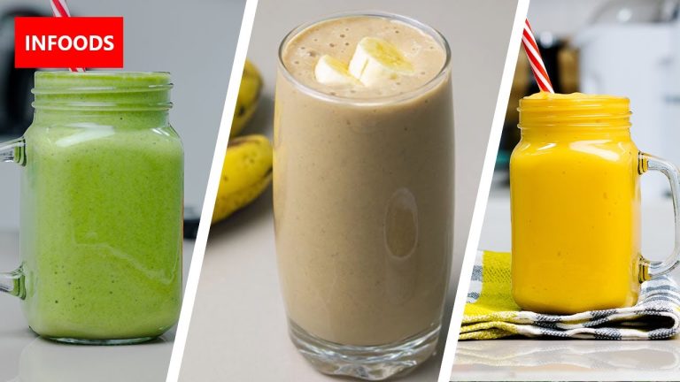 3 Healthy Smoothie Recipes | Mango & Milk | Peaunt Butter & Banana | Spinach & Banana | Infoods