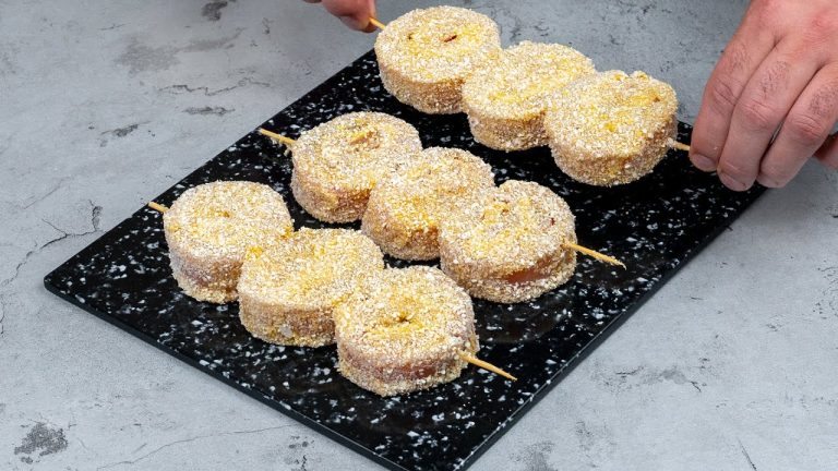 My mother-in-law's recipe: snails made of chicken breast, pickled cucumbers and ham