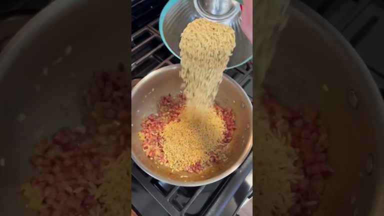 creamy orzotto with ham and peas!