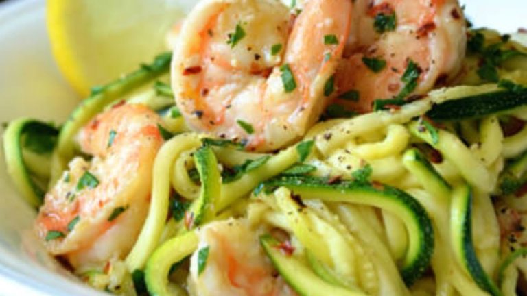 Paleo Diet Recipes – Low Carb Shrimp Scampi with Zucchini Pasta Recipe
