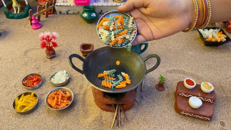 Miniature Pasta Recipe l Colour Pasta Recipe l Mini Cooking l Mini Food Cooking l