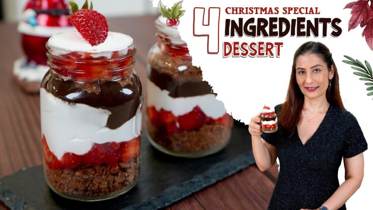 4 Ingredients Chocolate Strawberry Dessert | dessert recipes | Eggless Dessert | Chef Meghna