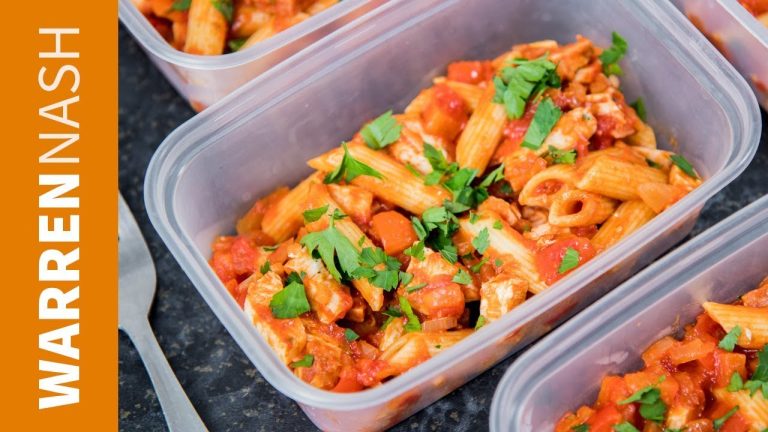 Chicken & Tomato Pasta Meal Prep – Tasty 321 Calorie Lunch – Recipes by Warren Nash
