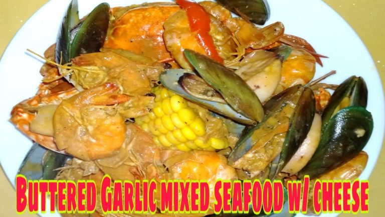 Buttered Garlic mixed seafood w/ cheese/ Mixed seafood recipe