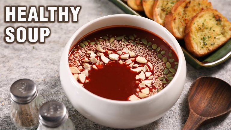 Tomato + Beetroot + Spinach Soup with Garlic Bread | Easy & Healthy Soup Recipe💪| Immunity Booster