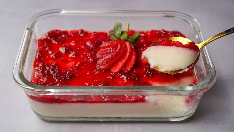 Vanilla Strawberry Pudding | No Bake Dessert Recipe | Yummy