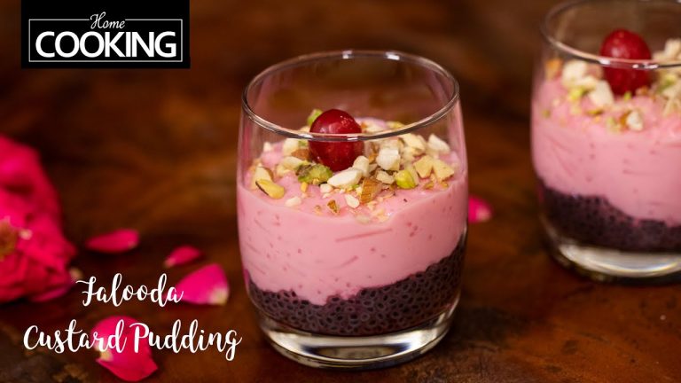 Falooda Custard Pudding | Easy Dessert Recipes | Custard Recipes | Rose Syrup | Rose Pudding
