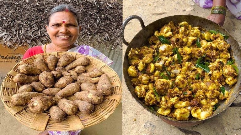 Colocasia Fry Recipe | Village Cooking | Side Dish Recipes