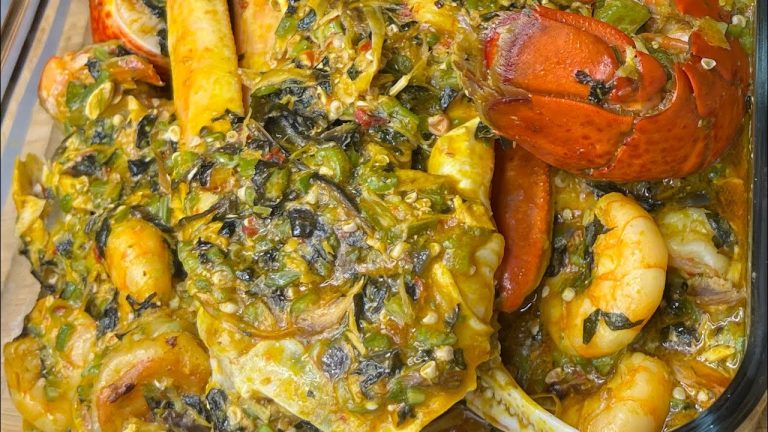 Okra Soup With Seafood Recipes | How To Cook Nigeria Traditional Okra Soup| with Seafood. Naija Okra