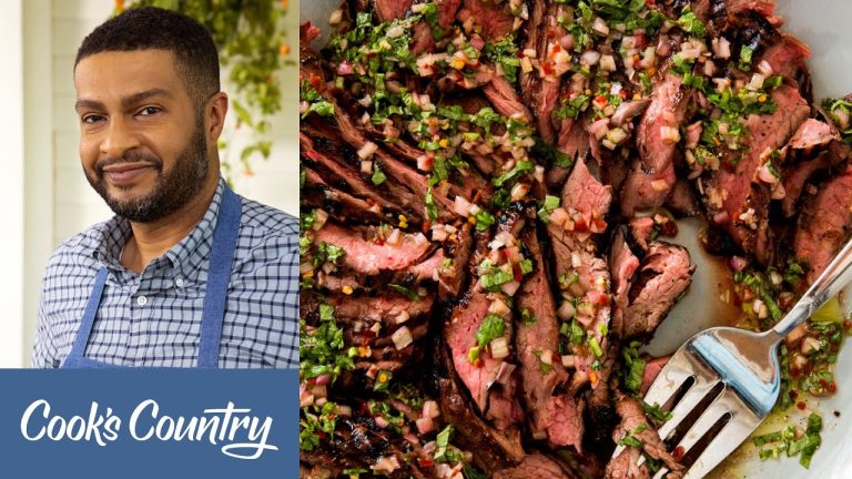 How to Make Grilled Flank Steak with Basil Dressing and Fresh Tomato Galette