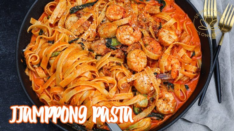 Spicy Seafood Noodles Recipe  Jjamppong Pasta at Home