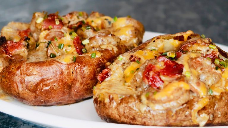 How To Make Loaded Shrimp Baked Potato | Seafood Baked Potato Recipe