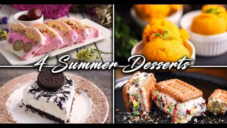 4 Summer Dessert Recipes | Easy Ice Cream Desserts | Ice Cream Recipe At Home | Desserts