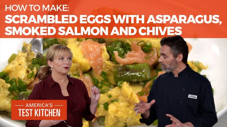 How to Make Scrambled Eggs with Asparagus, Smoked Salmon, and Chives