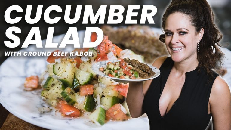 20 Minute EASY KETO Dinner Recipe | BEEF KABOB with CUCUMBER TOMATO SALAD