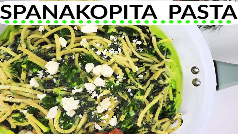 Quick Spanakopita Pasta | Greek Spinach Feta Spaghetti Easy Dinner Recipes