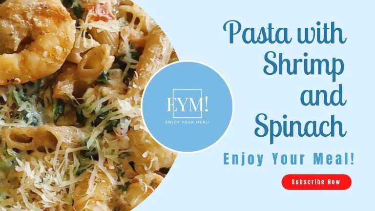 Easy and quick recipe for pasta with shrimp and spinach | Pasta with seafood |