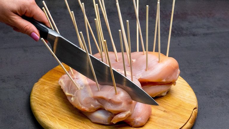 Cook the chicken breast twice faster! A super trick with wood needles