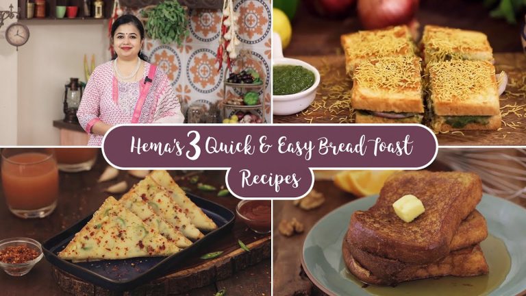 Hema's 3 Quick & Easy Bread Toast Recipes | Masala Toast | Chilli Cheese Toast | French Toast