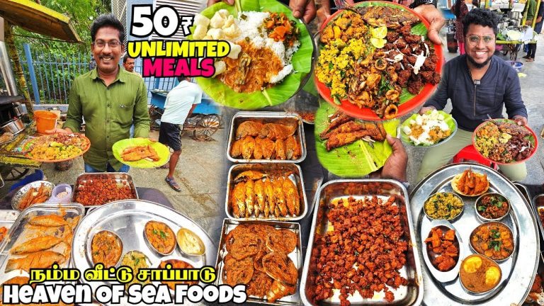 ரோட்டுக்கடையில் அசத்தும் 50₹ UNLIMITED Seafood Meals | Namma Veetu Sapadu | Tamil Food Review