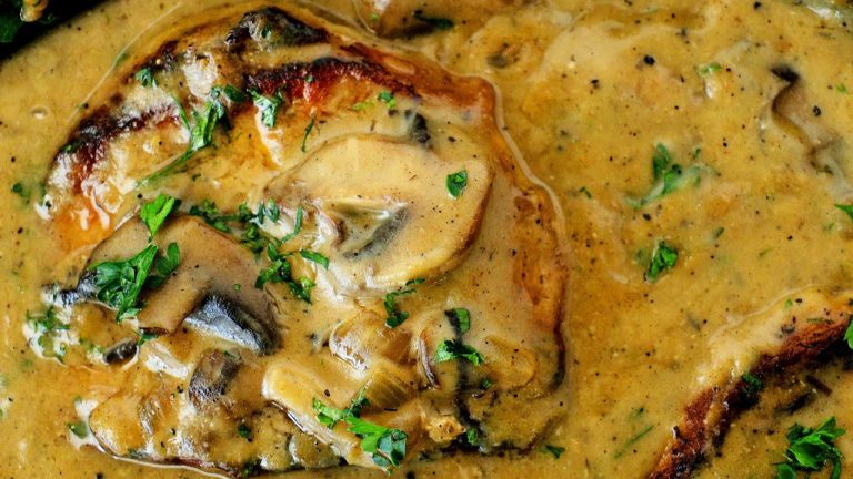 JUICY Smothered Pork Chops With CREAMY Mushroom Gravy (🥘 ONE Pan | 30 Minutes!)