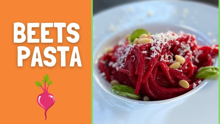 Beets pasta recipe with feta, basil and pine nuts #shorts #cooking