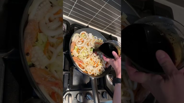 Easy Delicious Pan Fried Seafood Udon