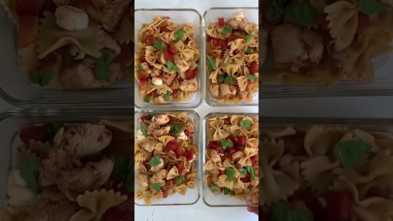 Meal Prep Chicken Caprese Pasta #shorts #healthyrecipes #mealprep #mealprepping #easyrecipe