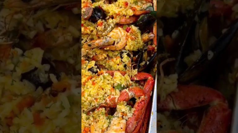 بايلا أرز بفواكه البحر لذيذ |Paella rice with seafood!!