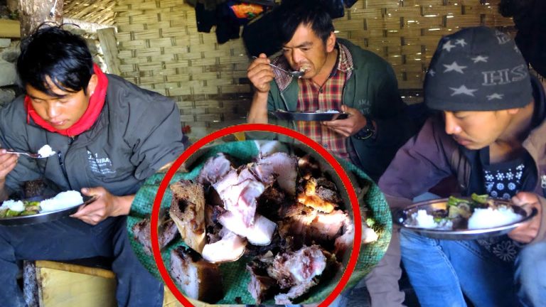 pork curry with rice in the Himalayan cowshed