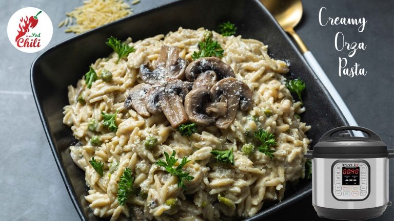Creamy Orzo pasta with Mushroom and Peas | Instant pot pasta recipe | ASMR Cooking