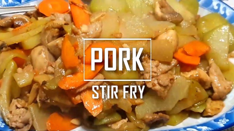 Easy Cantonese Chayote Pork and Vegetable Stir Fry Recipe( 佛手瓜炒肉片 )