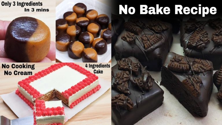 3 Types Of No Bake, No Gas Dessert Recipes In 10 Mins| Cake, Cake Bar & Sweet|३ तरह के डेजर्ट बनाए |