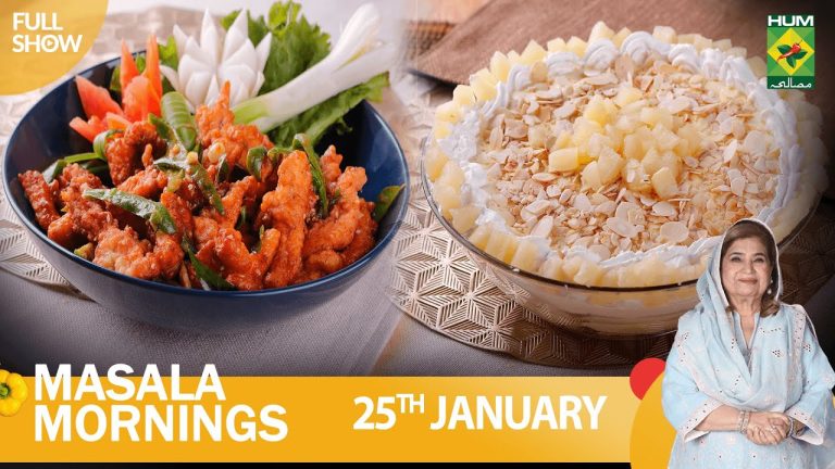 Masala Mornings – 25 Jan 2023 – Recipes: Pineapple Mousse Trifle & Chicken Majestic – Shireen Anwar